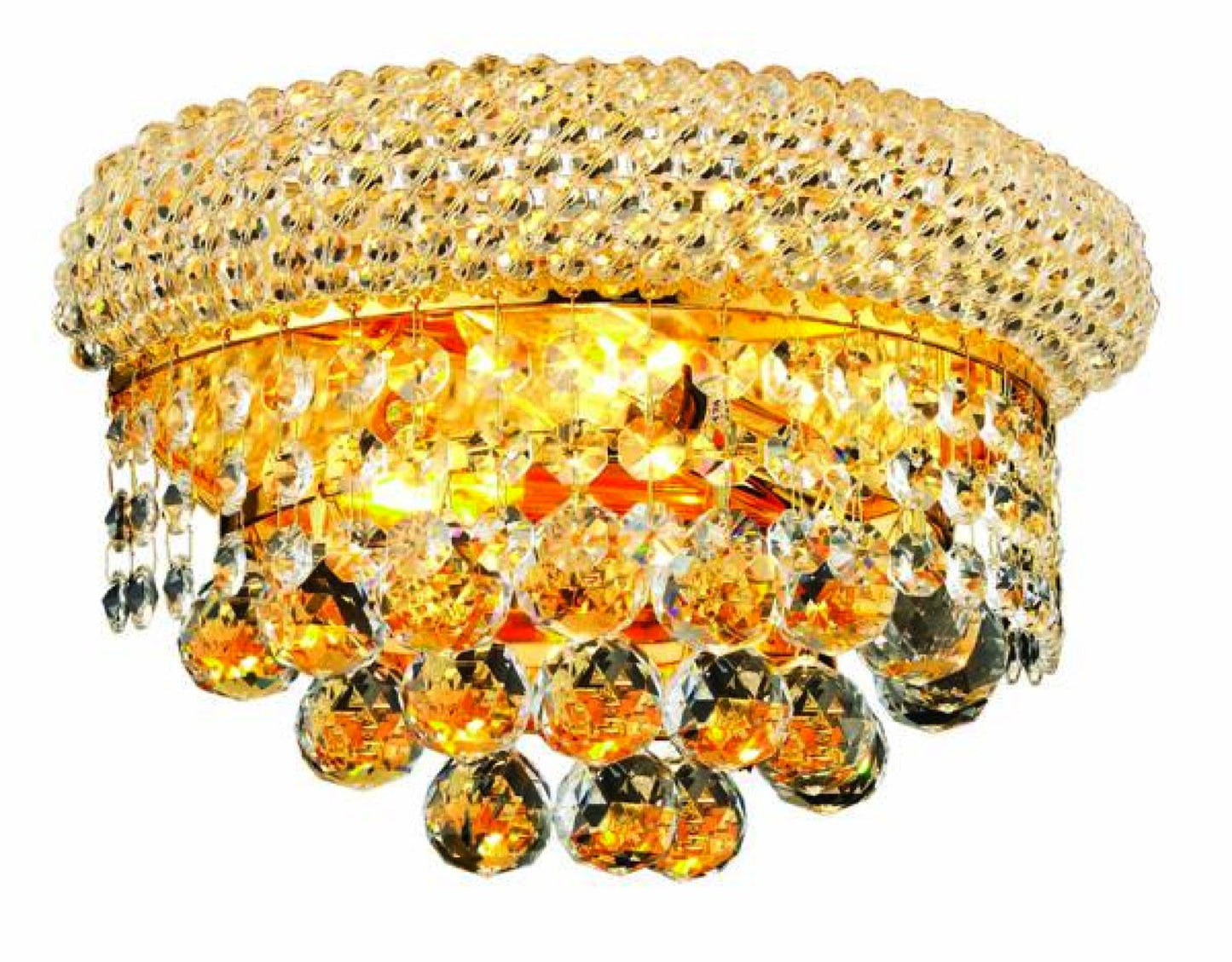 Elegant Lighting 1800W12G/RC Primo 6-Inch High 2-Light Wall Sconce, Gold Finish with Crystal (Clear) Royal Cut RC Crystal