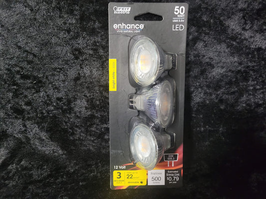 FEIT Electric Enhance GU5.3 E26 (Medium) LED Bulb Bright White 50 Watt Equivalence 3 pk