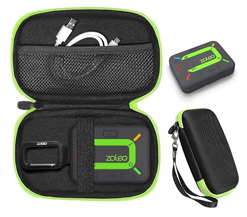CaseSack case for ZOLEO Satellite Communicator, Black with Green Zip to Match ZOLEO, mesh Accessory Pocket, Large Handy case for More Accessories