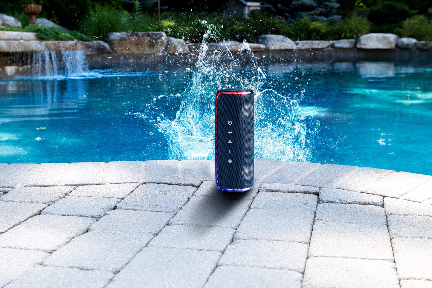 ION Audio Slam Jam - IPX7 Waterproof Bluetooth Speaker with Microphone, Rechargeable Battery, 15 Drum Sounds, Aux Input and USB Charge Port, midnight