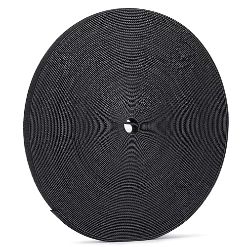 XINYIBO 1/2 inch Reusable Fastening Tape Cable Ties Double-Sided Hook-and-Loop Cable Management Tape (Black 25 Yards)