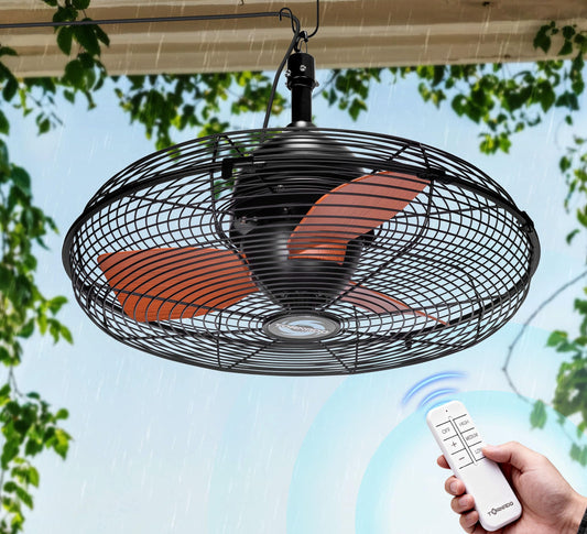 Outdoor Ceiling Fan for Patios, 20 Inch Gazebo Fan Waterproof Remote&Cord Control, 3 Speed, Low Noise, Plug in Ceiling Fan for Pergola, Porch, Gazebo