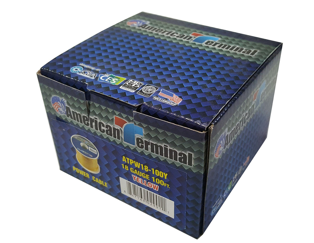 American Terminal ATPW18-100Y 18 Gauge Primary Wire, Yellow