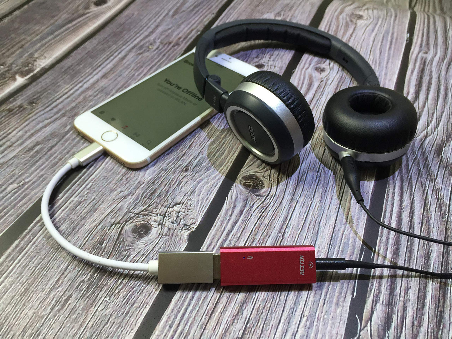 Reiyin DA-02 DAC USB-A Digital to Analog Converter, 192khz 24bit USB to 3.5mm Audio Adapter with Analog and Optical Digital Output Mode - Red