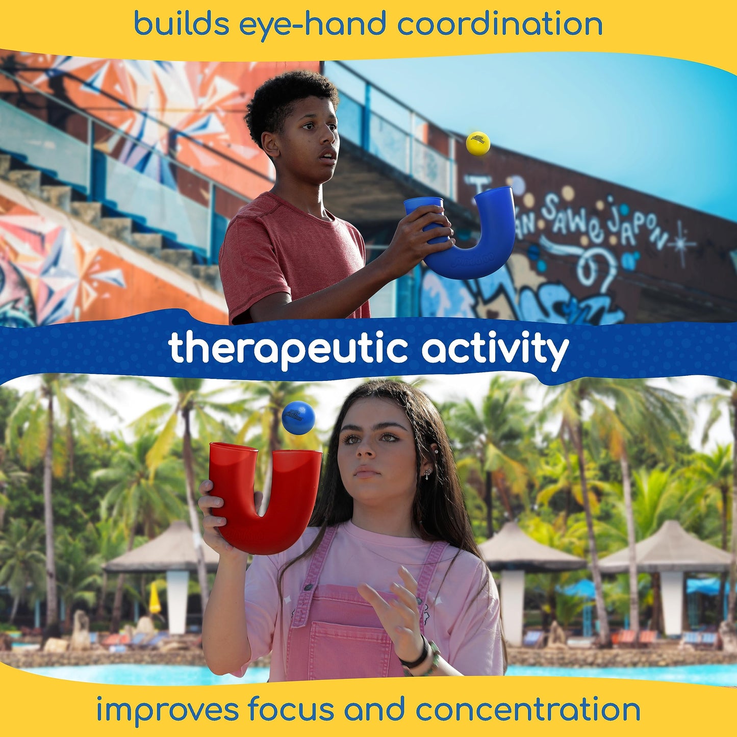 pindaloo Original Skill Game Toy with 2 Balls- Gifts for Kids and Adults Indoor & Outdoor Games, Ball Toys for Boys, Girls, & Teens - Gift Ideas, Fun…