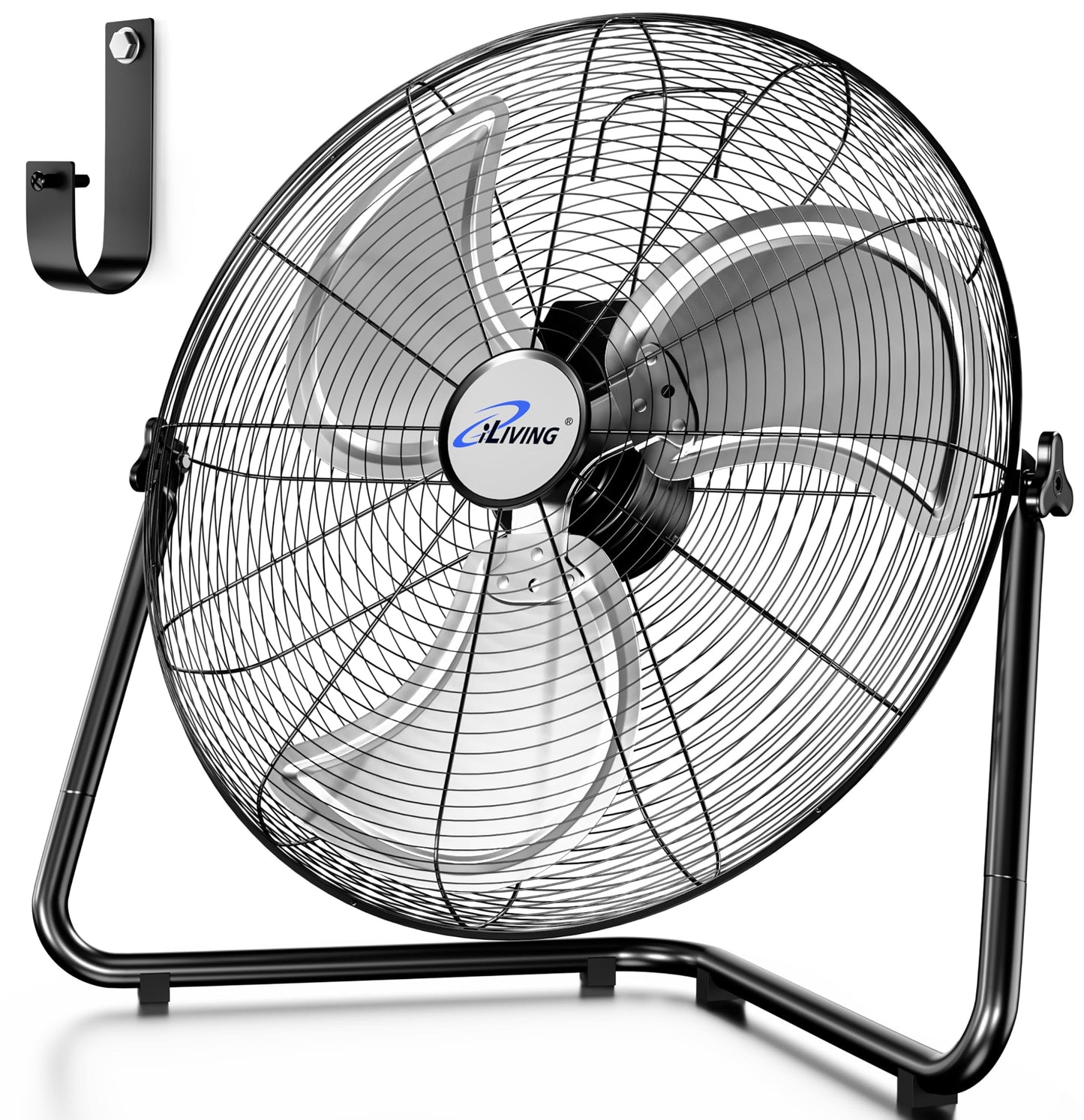 iLIVING 20 Inch Heavy Duty Floor & Wall Mount Fan - 5750 CFM High Velocity, 120-Watt, 3-Speed, Industrial Cooling for Garage, Workshop, Office, Home