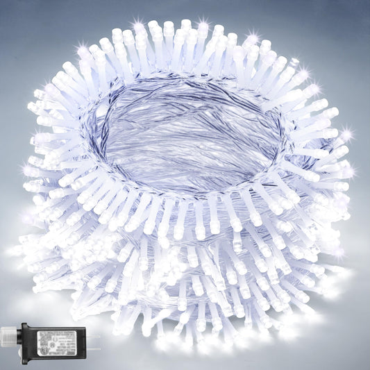 JOYIN 200 LED Cool White Christmas Lights, 8 Modes Christmas Tree Lights Plug in, 66FT Connectable Fairy Twinkle Lights for Indoor Outdoor Classroom