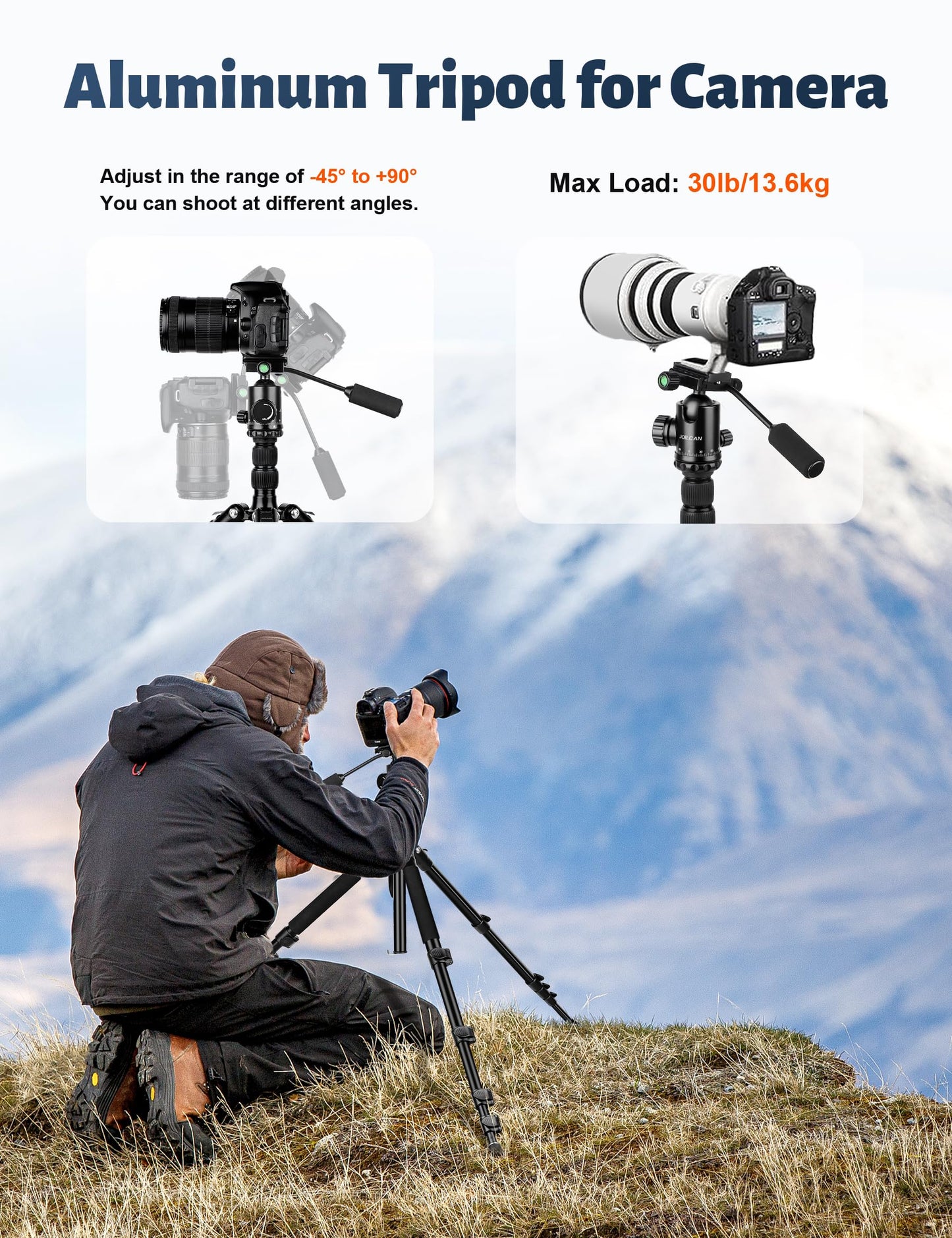 JOILCAN Camera Tripod, 83" Aluminum Tripods & Monopods with Metal Handle, Heavy Duty Tripod for DSLR Camera Lasers Binoculars Telescope Spotting
