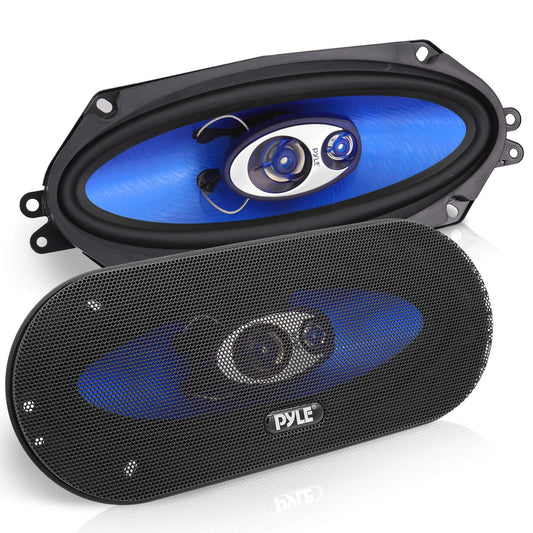 3-Way Universal Car Stereo Speakers - 300W 4" x 10" Triaxial Loud Pro Audio Car Speaker Universal OEM Quick Replacement Component Speaker Vehicle Door/Side Panel Mount Compatible - Pyle PL410BL (Pair)