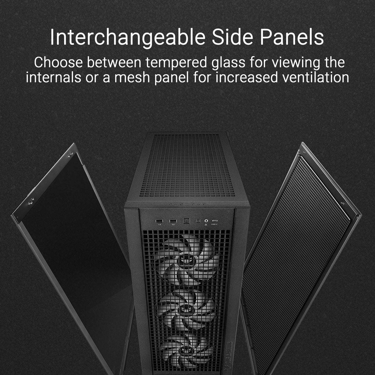ASUS TUF Gaming GT302 ARGB ATX Mid-Tower Case Four 140x28mm ARGB Fans for Airflow & Static Pressure, Interchangeable Panel, Detachable top Panel