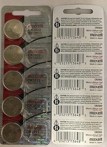 Strip of 5 Maxell CR2032 Lithium Coin Batteries