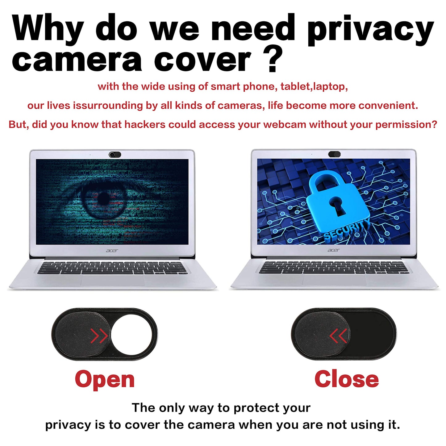 imluckies Laptop Camera Cover Slide, 0.023 inch Ultra-Thin Design, Invisible Design, Camera Cover, Physical Anti-Peeping, for Laptop Computer, MacBook