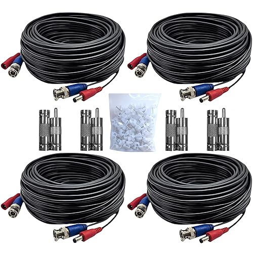LETONDA BNC Video Cable - 4mm Thickened Upgraded Version A Safer More Reliable Integrated BNC Video Power Extension Cable for Security Camera CCTV