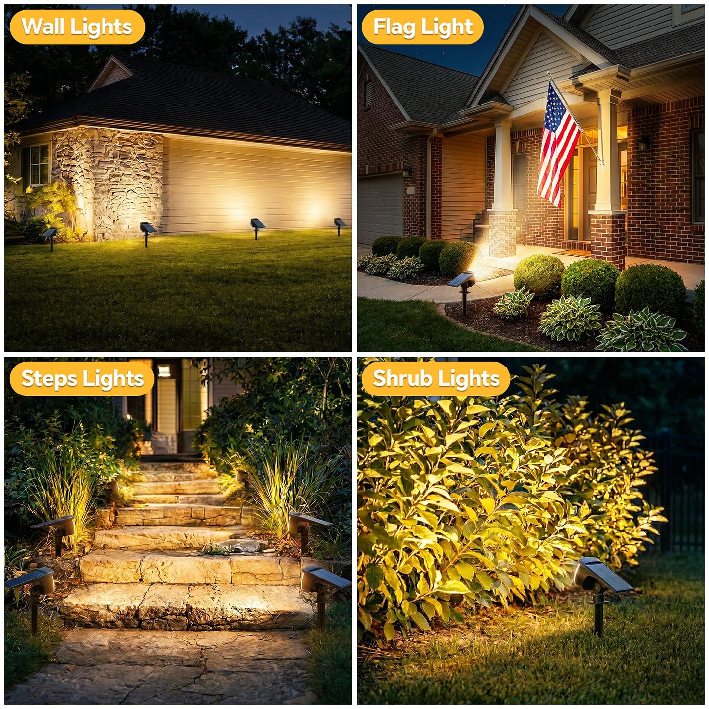 Etetale Solar Spot Lights Outdoor, 4 Pack 58 LED Solar Landscape Spotlights, Auto On/Off 3 Lighting Modes, 2-in-1 IP65 Waterproof Solar Landscape