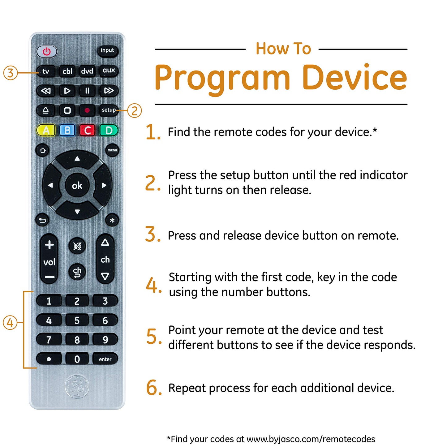 GE Universal Remote Control for Samsung LG RokuTV Vizio Sony Philips Sharp RCA Sanyo Element Smart TVs Soundbars Streaming Players Blu-Ray and More