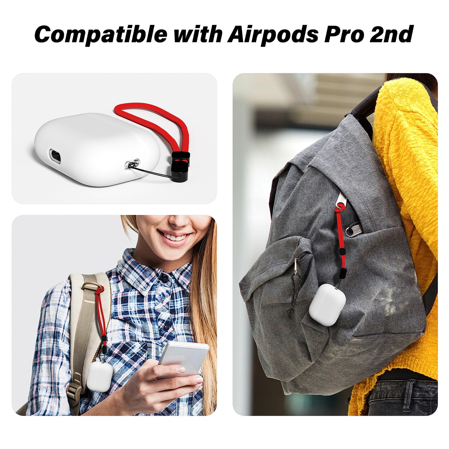 oakxco Lanyard Compatible with Airpods Pro 2 Loop Adjustable Hand Wrist Nylon Strap, Lanyard for Cell Phone/Camera/Switch/iPods Pro 2nd/Airpods