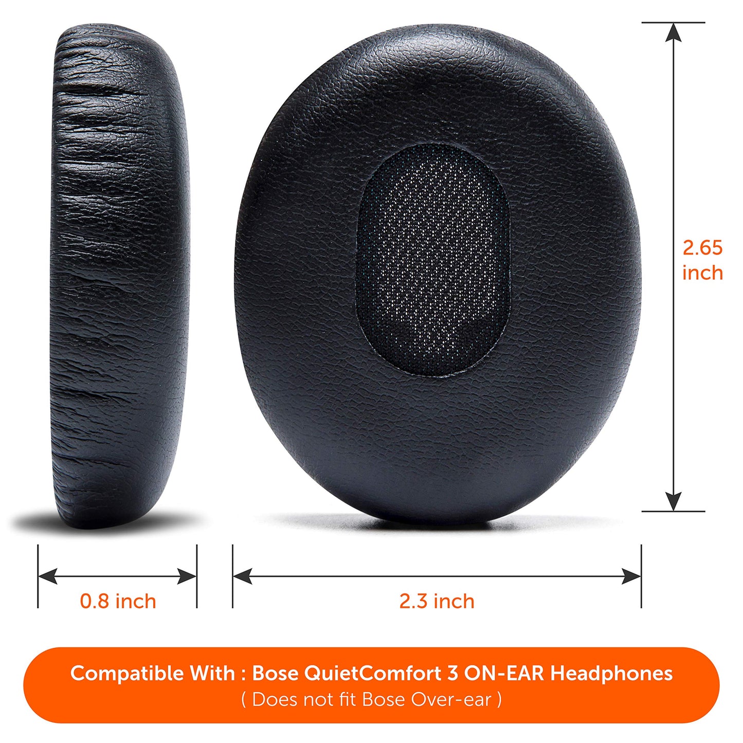 WC Wicked Cushions Replacement Ear Cushions for Bose QuietComfort 3 - Extra Durable Leather, Softer Memory Foam, Added Thickness - Compatible