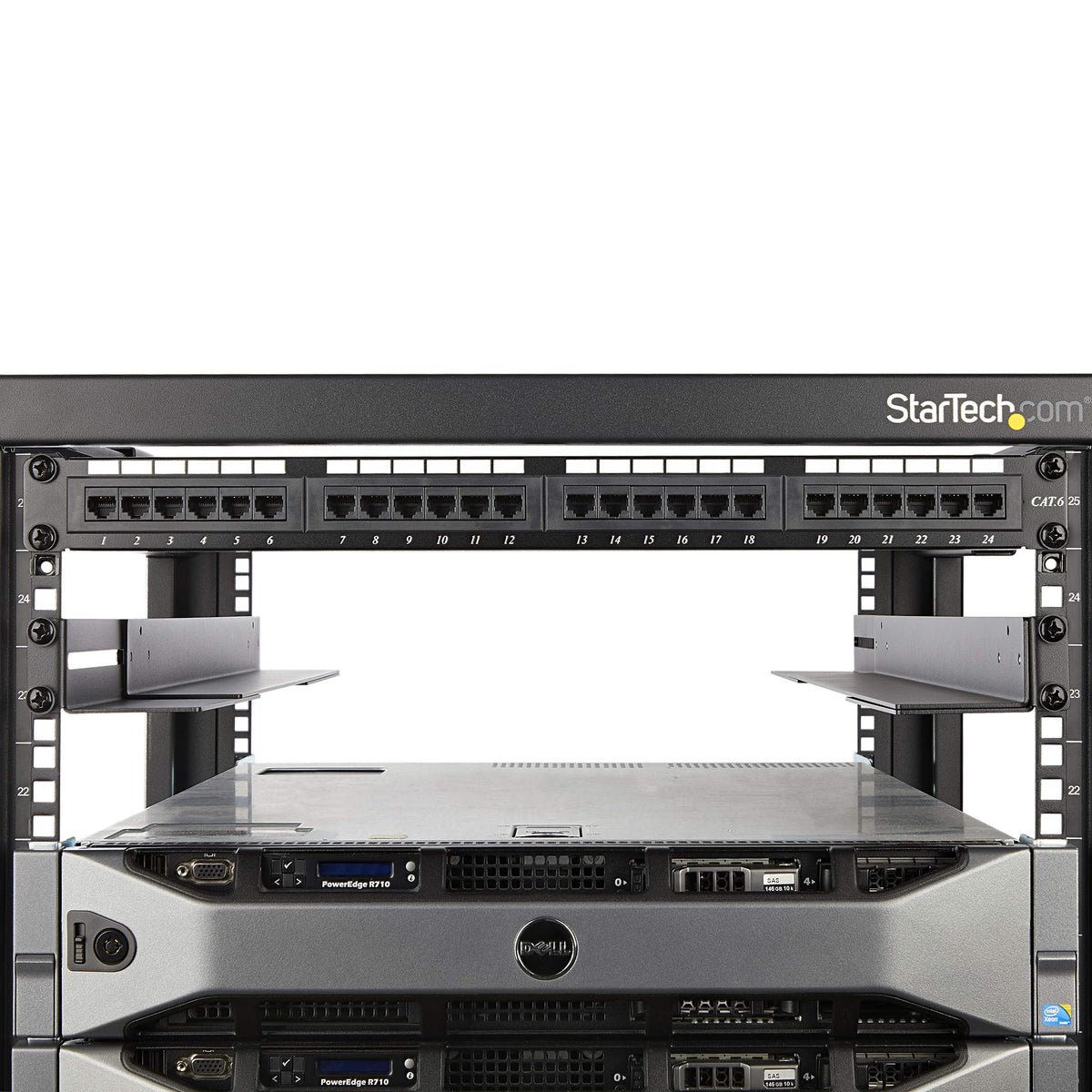 StarTech 1U 4-Post Rack Rails, 19in, 24-36in, 200lb/90kg, Cold-Rolled Steel, Black