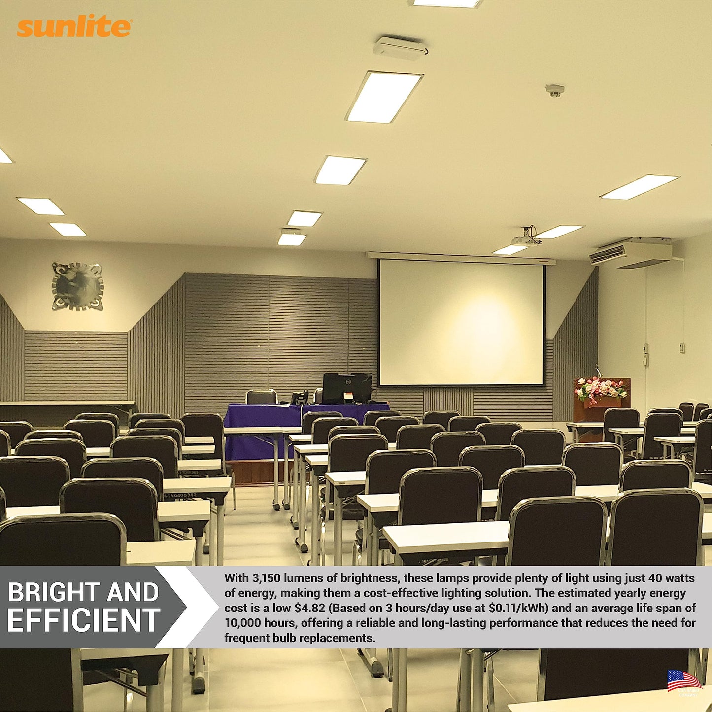Sunlite FT40DL/841 Twin Tube Compact Fluorescent Lamp, FT 4-Pin, 40 Watts, 3150 Lumens, 4100K Cool White, 4-Pin (2G11) Base, ROHS Compliant, 10 Pack