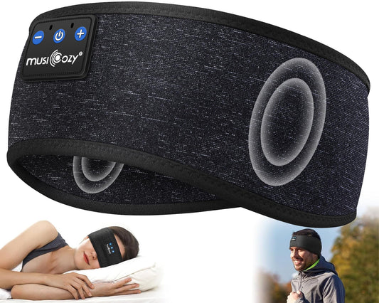MUSICOZY Sleep Headphones Bluetooth 5.4 Headband, Wireless Earphones Sweat Resistant Earbuds with Ultra-Thin HD Stereo Speaker for Workout Running
