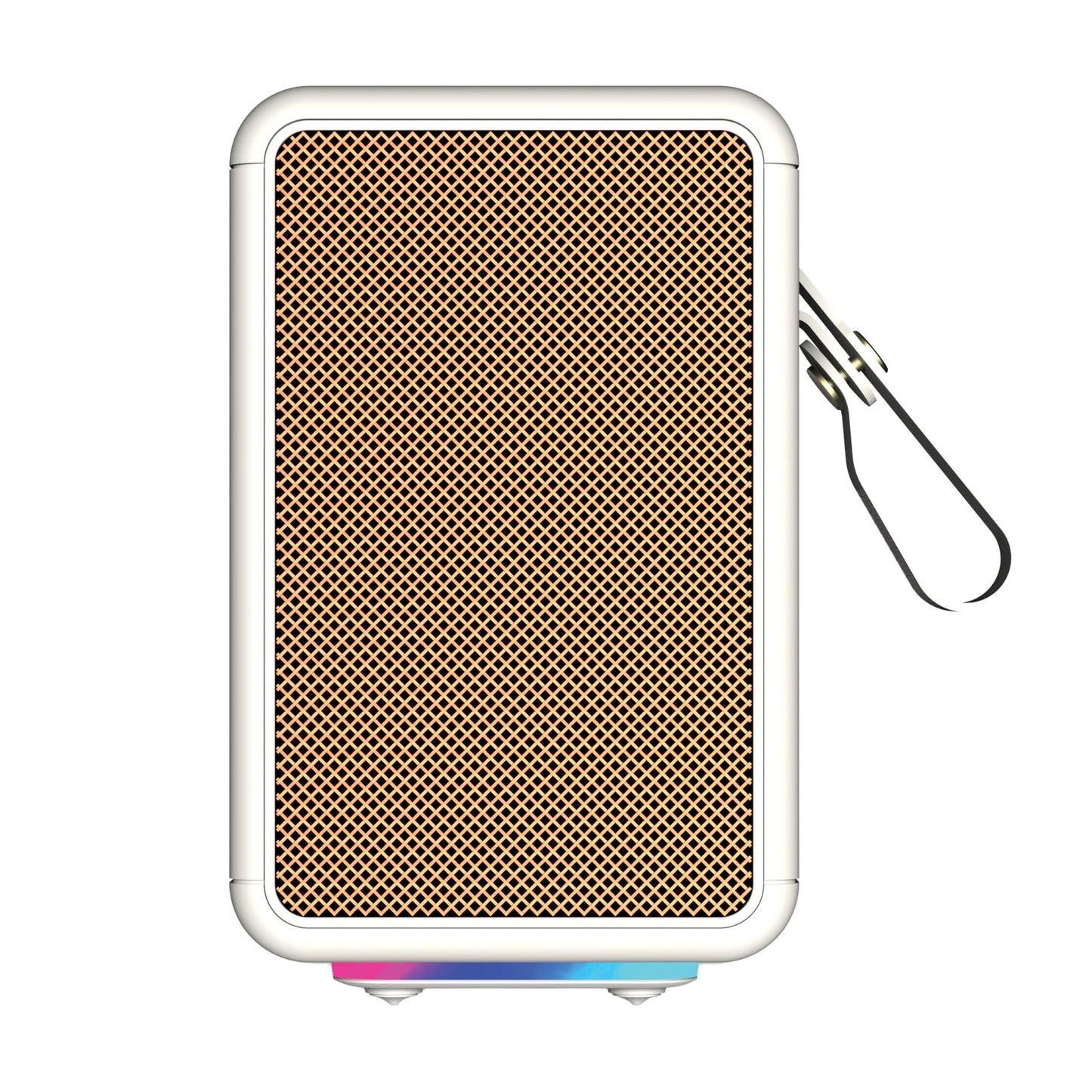 AT&T Essentials Retro 15W Bluetooth Speaker, IPX6 Waterproof, Bluetooth 5.3, LED Light Modes, Bass & Treble Control, 12H Battery, USB-C Charging