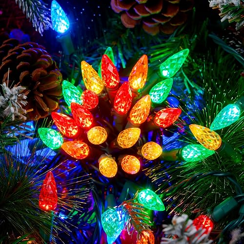Joiedomi C6 LED Christmas String Lights,150 Count Strawberry Christmas Trees Lights, 50.6FT Connectable Multicolor for Indoor Outdoor Holiday Party
