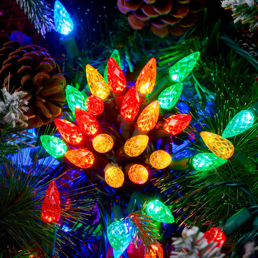 Joiedomi C6 LED Christmas String Lights,150 Count Strawberry Christmas Trees Lights, 50.6FT Connectable Multicolor for Indoor Outdoor Holiday Party