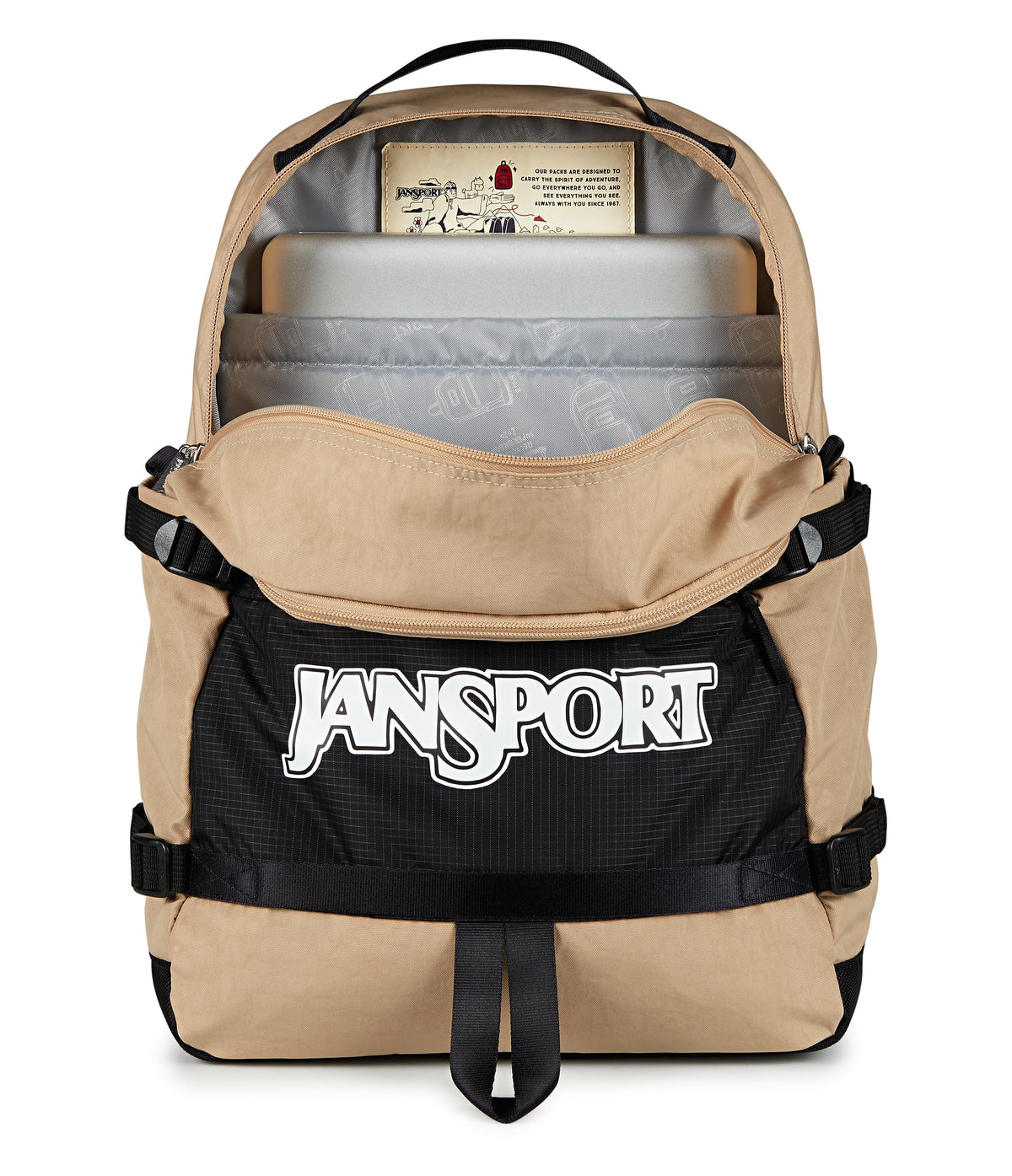 JanSport Small Seattle Pack - Compact Backpack with Main Compartment, Dual Water Bottle Pockets, and Padded Sleeve for 15-Inch Laptop, Travertine
