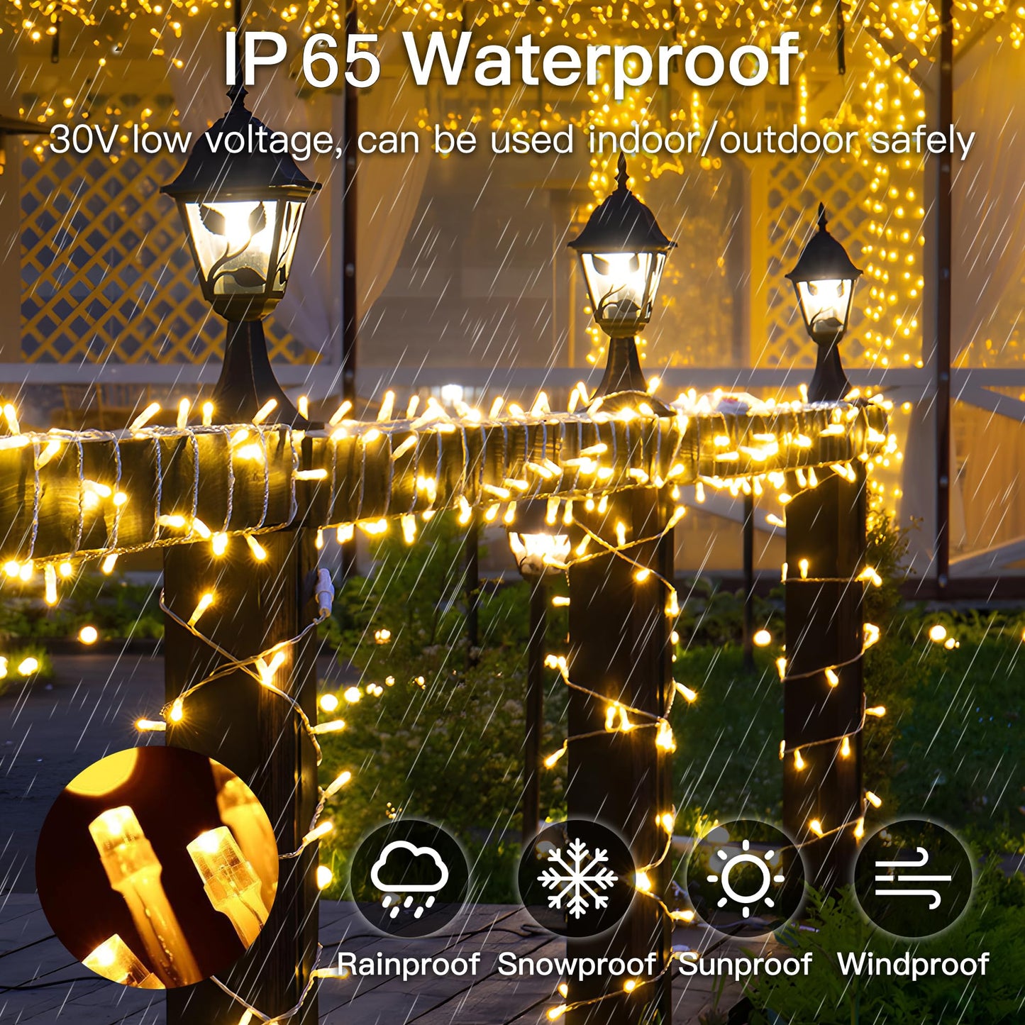 MYGOTO String Lights Indoor Bedroom, 33FT 100 LED Fairy String Lights Outdoor Waterproof, 8 Modes Memory Twinkle Christmas Light Plug in for Classroom