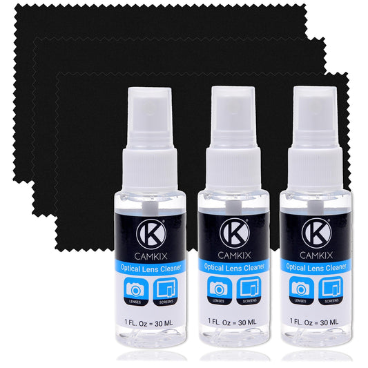 Lens and Screen Cleaning Kit - 3X Cleaning Spray, 3X Microfiber Cloth - Perfect to Clean The Lens of Your DSLR Camera (3 Bottles)