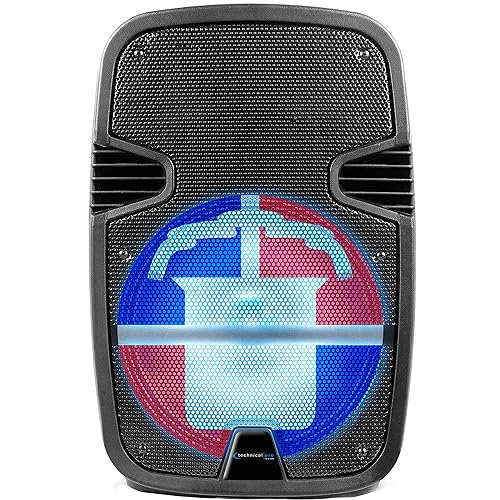 Technical Pro 2000 Watts Rechargeable 12 Inch Dominican Republic Bluetooth LED Speaker with USB/SD Card Inputs, Top Carry Handle for Home, Party