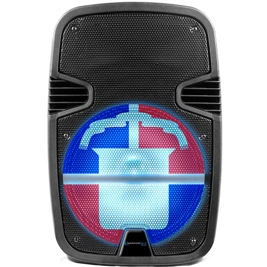 Technical Pro 2000 Watts Rechargeable 12 Inch Dominican Republic Bluetooth LED Speaker with USB/SD Card Inputs, Top Carry Handle for Home, Party