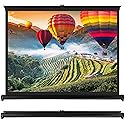 Pyle 50" Inch Portable Projector Screen - Portable Floor Standing, Manual Retractable Pull-Out Style, Mobile Movie Screen, Home Theater Cinema Wedding