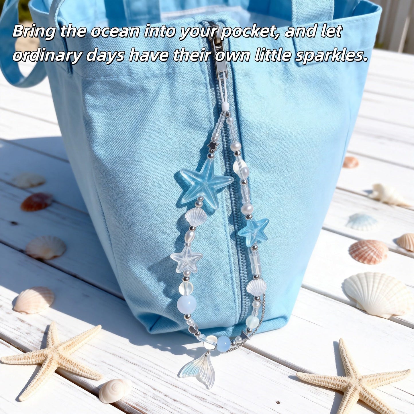 QPHYFXF 2-Pack Mermaid Seashell Beaded Phone Wrist Strap, Crystal Pearl Beach Style Phone Charm, Universal Wrist Lanyard Keychain Bag Accessory