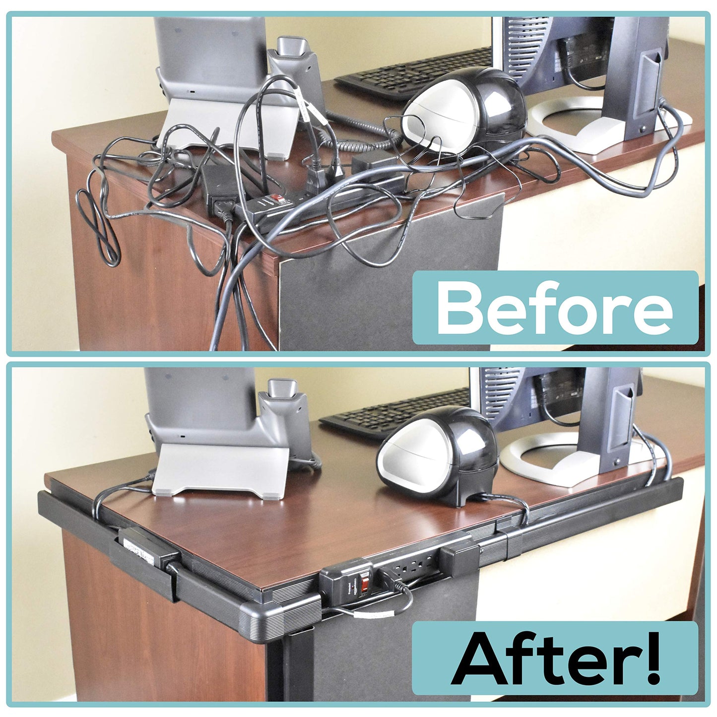 J Channel Cable Raceway System, 100” Total, Cable/Wire Management Solution for Desk, Home, Office, Kitchen, or Workshop, Includes Couplers to Cover