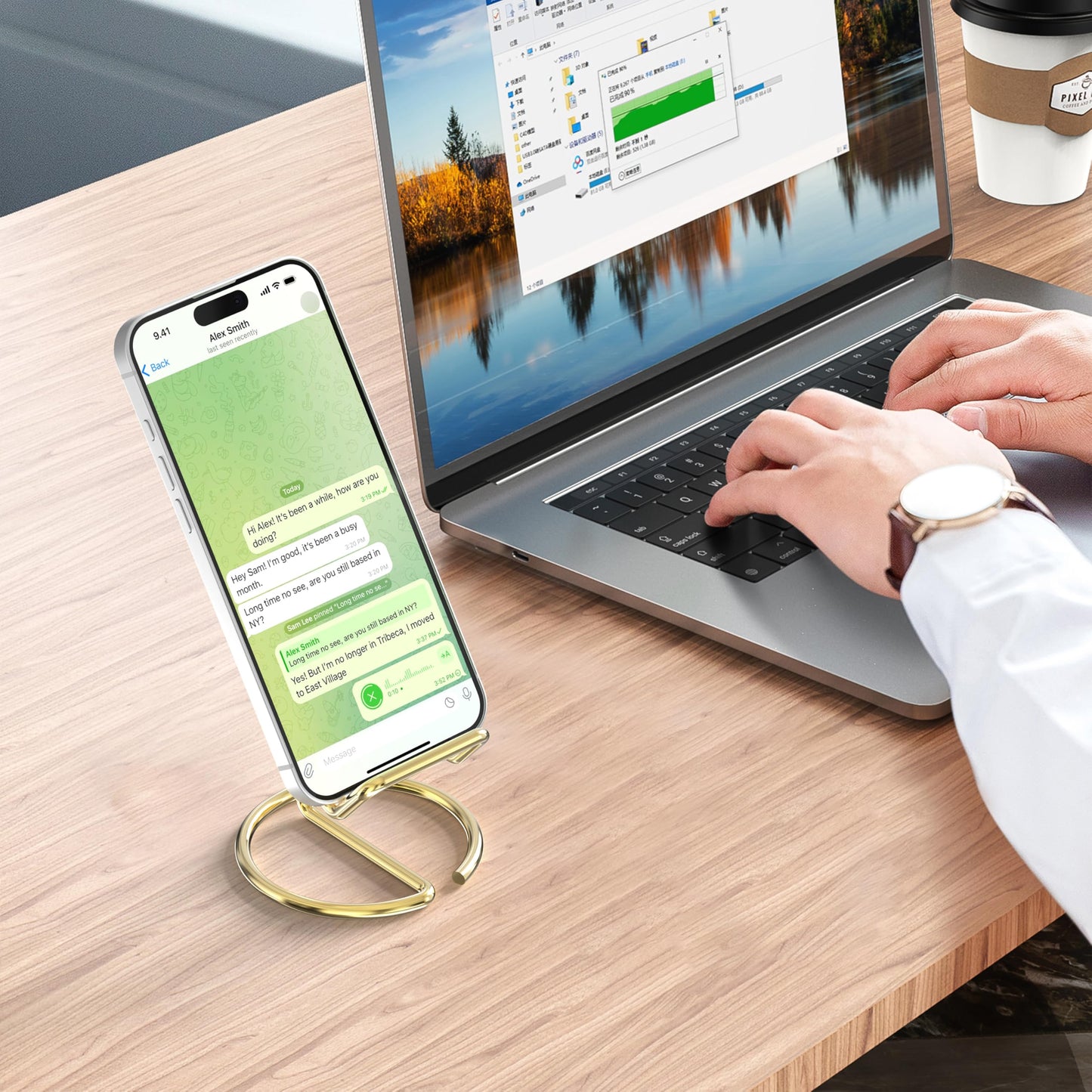 HZZADZXW Metal Cell Phone Stand for Desk, Cute One-Piece Phone Holder, Stable Desktop Display Dock for iPhone, iPad, Samsung, Tablets & All Mobile