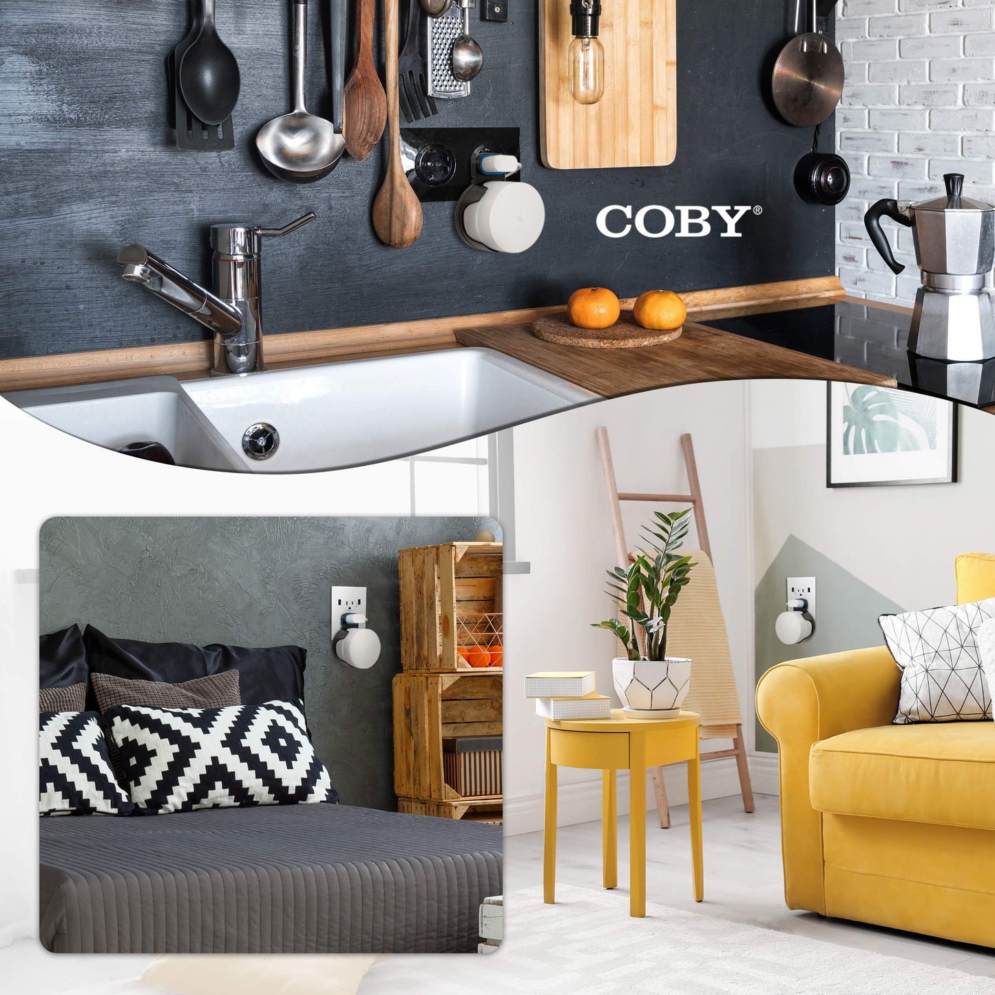 Coby WiFi Wall-Mount Holder, Wall-Outlet Router Mount with Cable Management, No-Screw Hidden Storage Stand Compatible with Google Home WiFi Devices