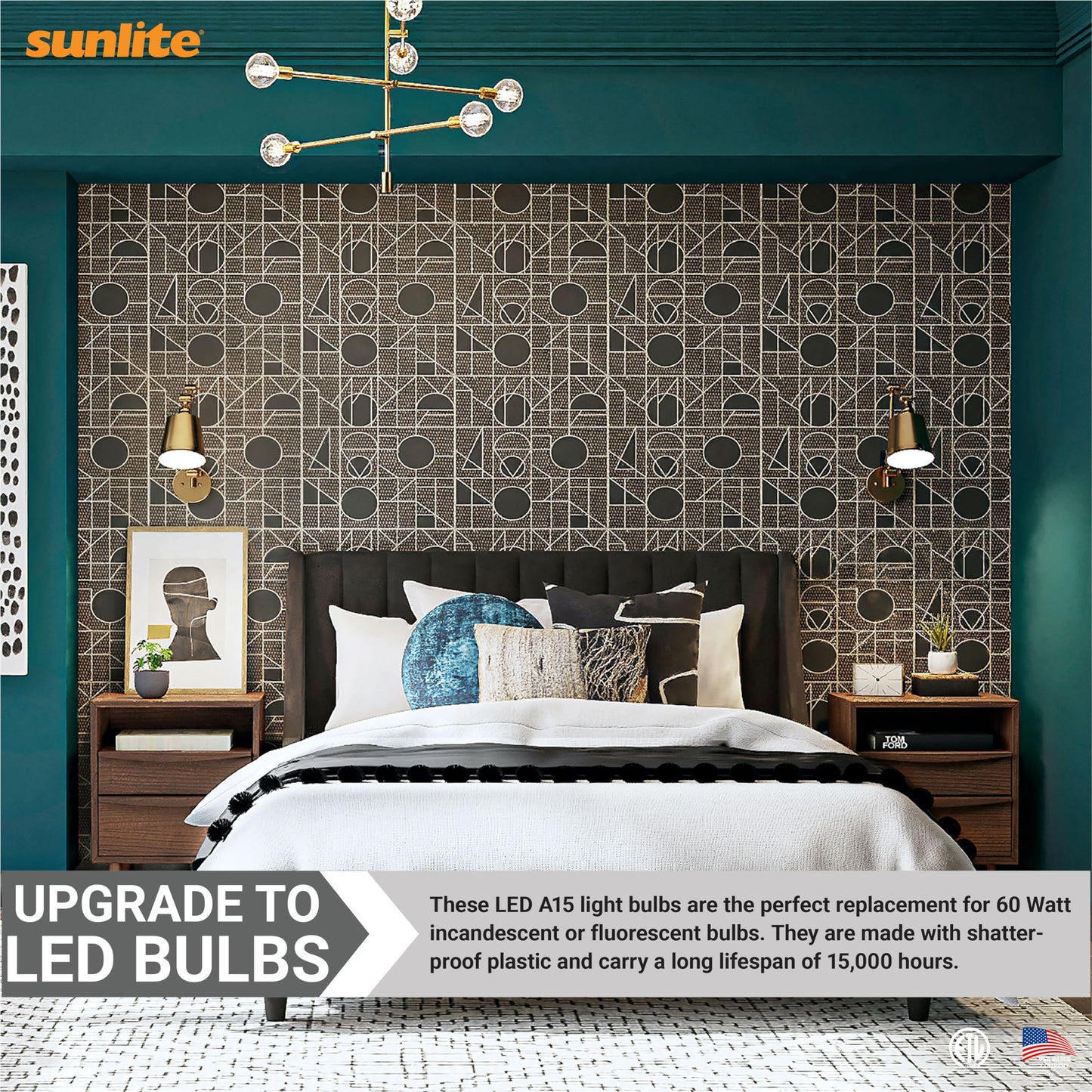 Sunlite A15 E17 LED Bulb, Intermediate Base Light Bulbs, 6 Watts (40W Equivalent), 480 Lumens, Dimmable, for Ceiling Fan and, Lighting Fixtures