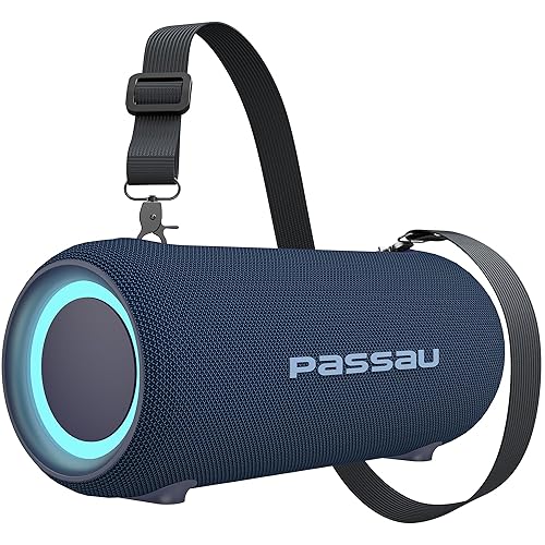 Passau Portable Bluetooth Speakers 40W Peak Loud Stereo Sound, Passive Radiators-Deep Bass, All Day Playtime, Adjustable Strap, BT5.3, IPX5 Wireless