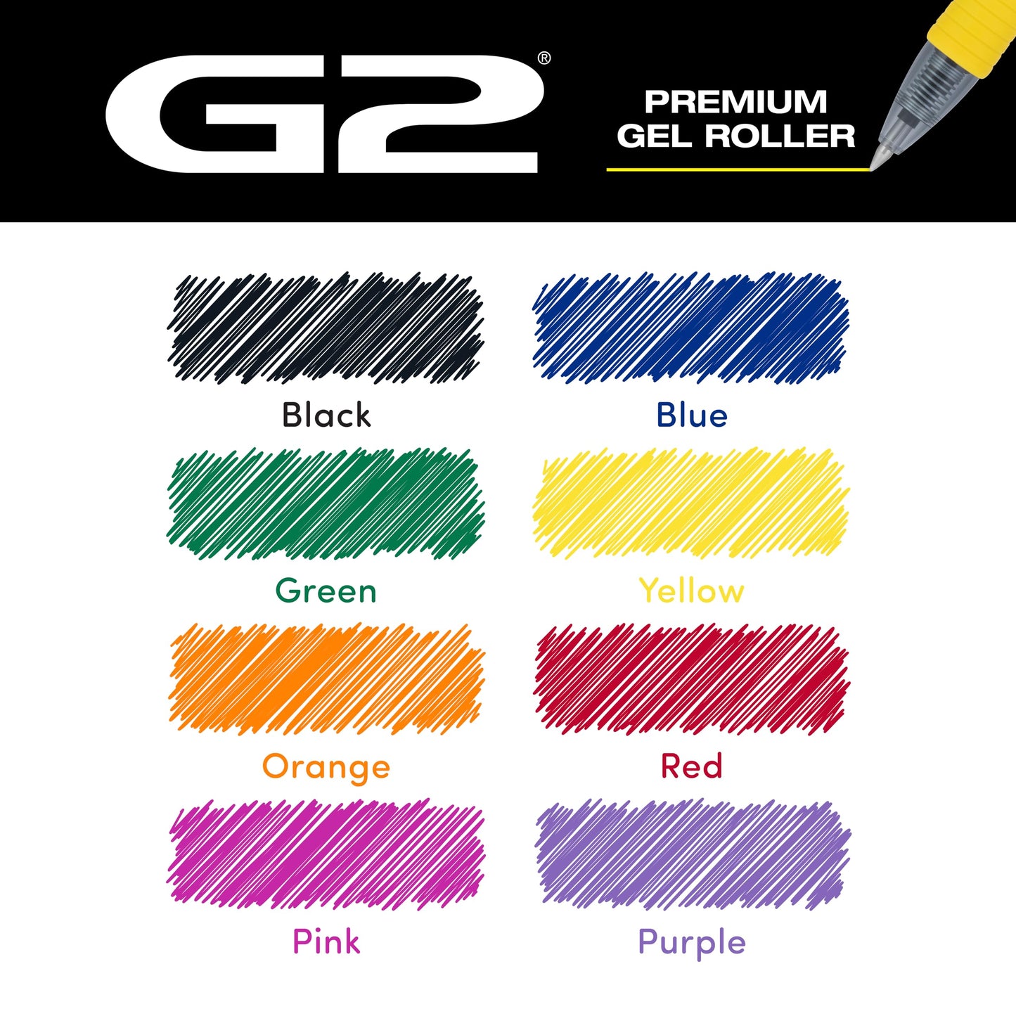 Pilot G2 Premium Gel Roller Pens, Rainbow Gel Pens, G2 Rainbow Colors Pack, 8 Pack Pouch, Fine Point 0.7 mm, Assorted