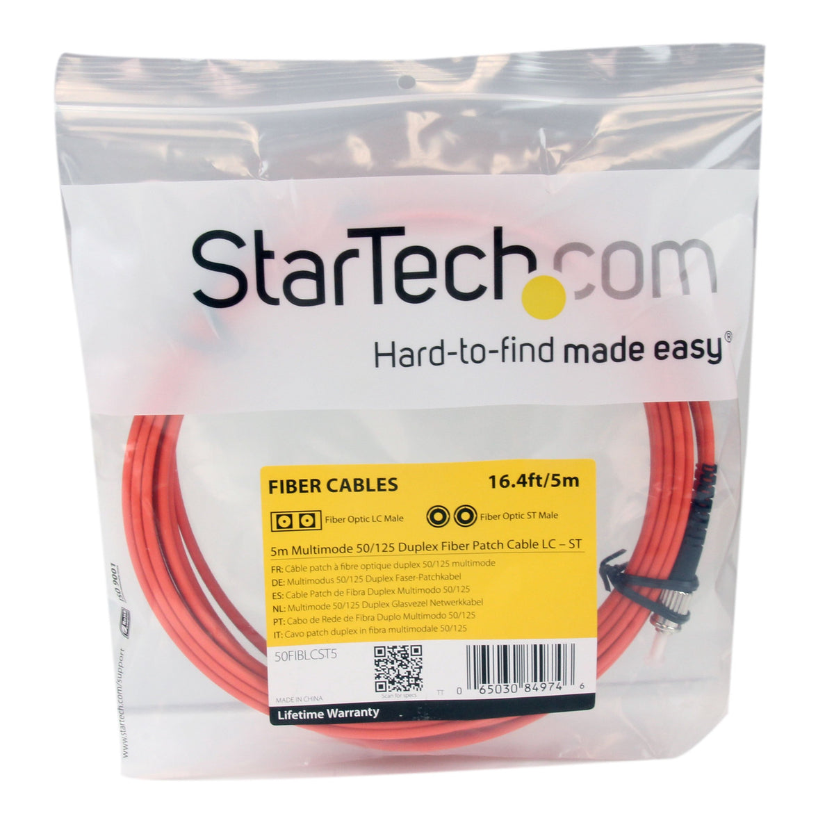 StarTech.com 5m OM2 Multimode Fiber, LC to ST, LSZH (50FIBLCST5)