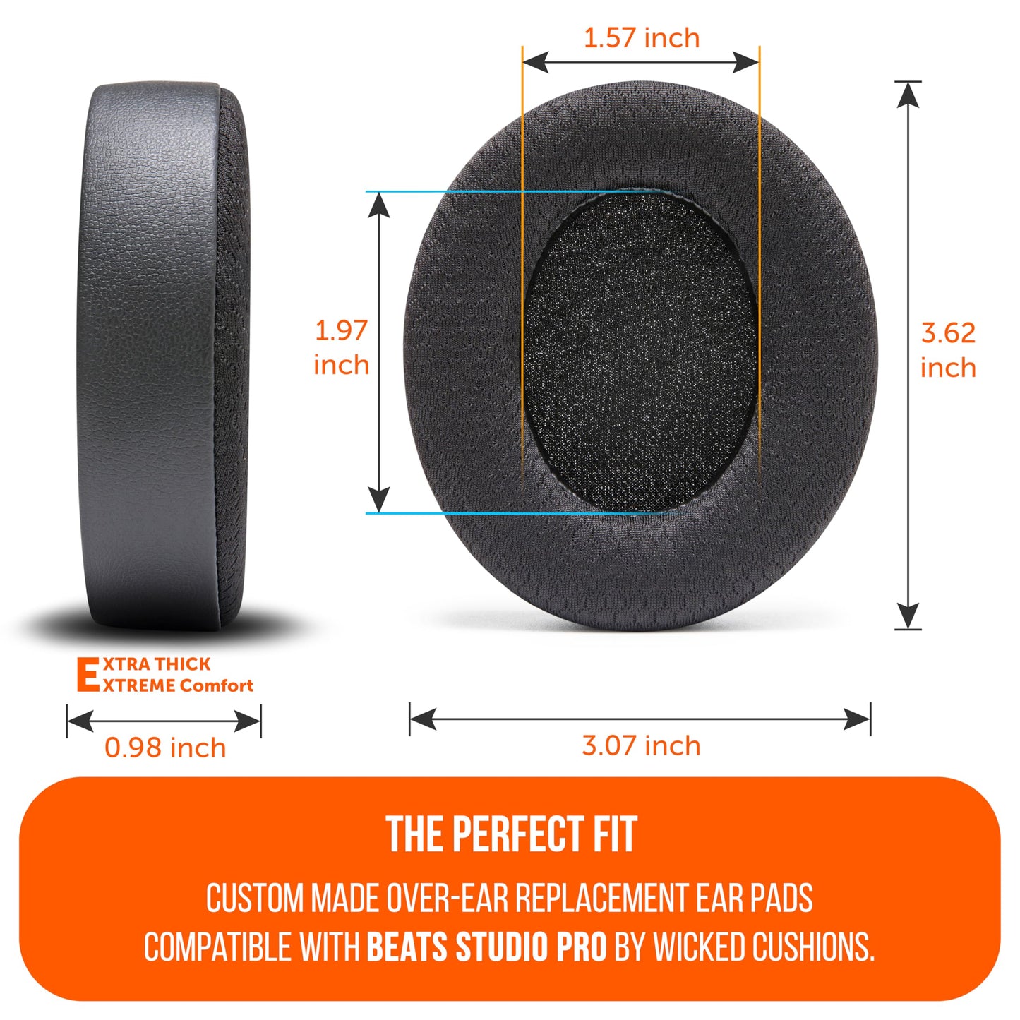 WC Freeze Studio Pro - Cooling Gel Ear Pads for Beats Studio Pro by Wicked Cushions | Does not fit Any Other Beats Headphones | Enhanced Foam