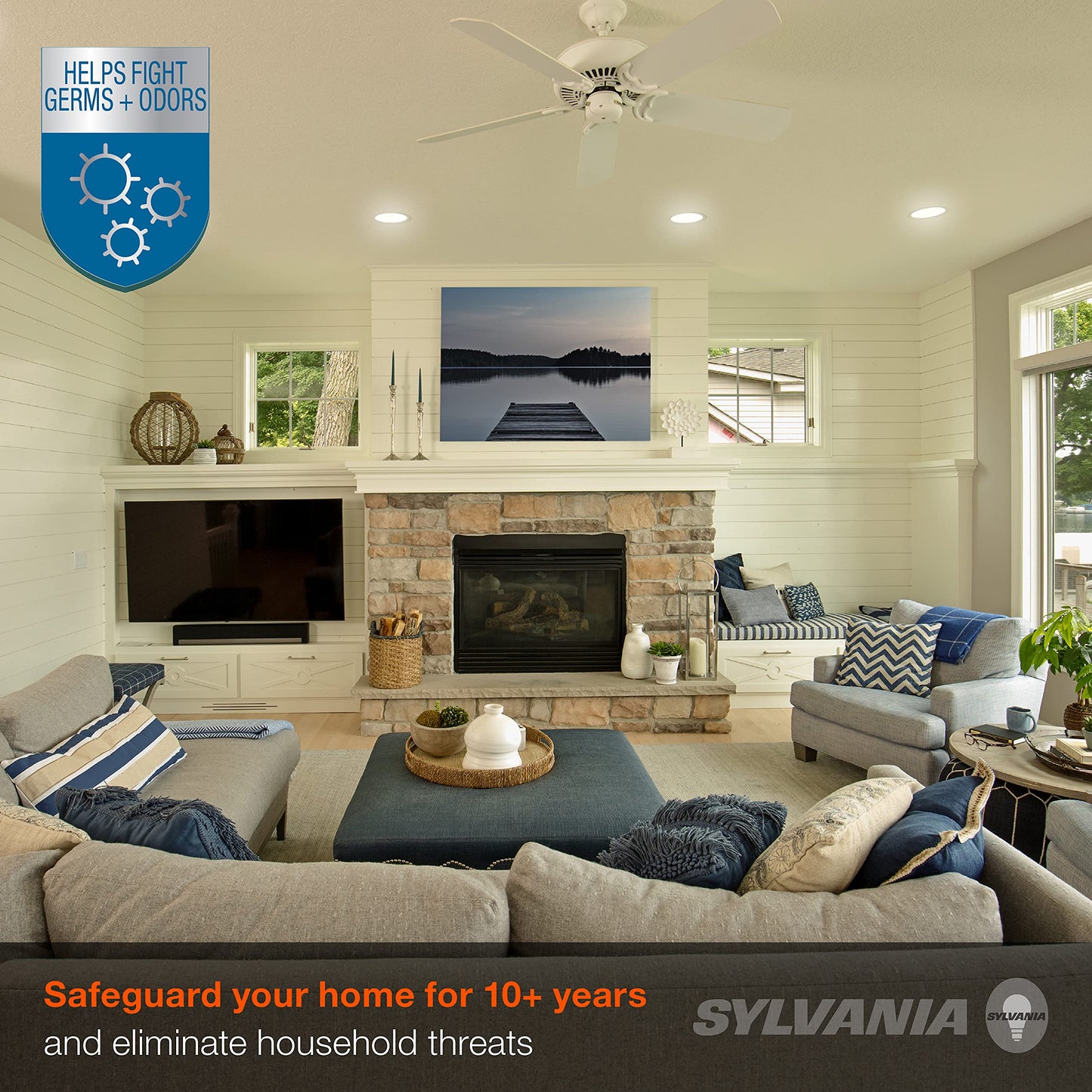 Sylvania LightSHIELD BR30 Germicidal LED Light Bulb, 9W=65W, 10 yr, Dimmable, 650 lm, 2700K, Soft White - 12 Pack (41313)