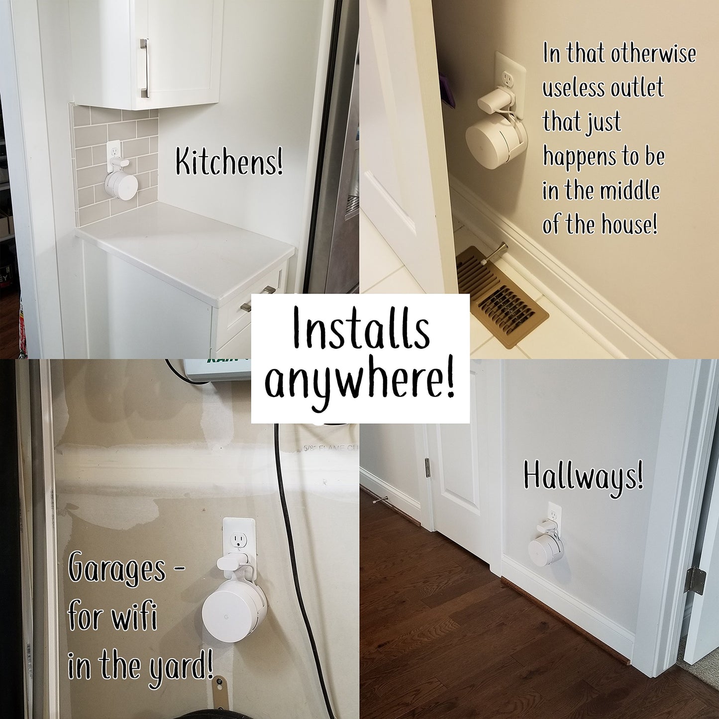 Dot Genie Google WiFi [Old Rectangular Plug - NOT Current Round Plug] Outlet Holder Mount Stand: No Messy Screws! (1-Pack)