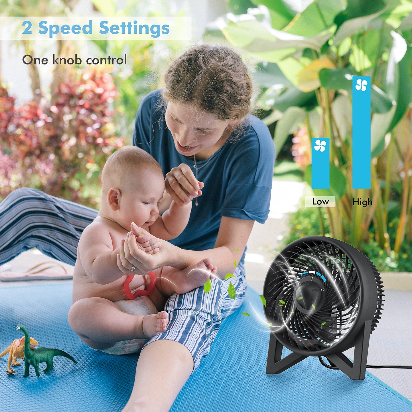 DR.PREPARE Desk Fan, 8 Inch Powerful Table Fan, Small Quiet Bedside Fan with 2 Speeds, Portable Personal Cooling Fan for Bedroom Sleeping Tabletop