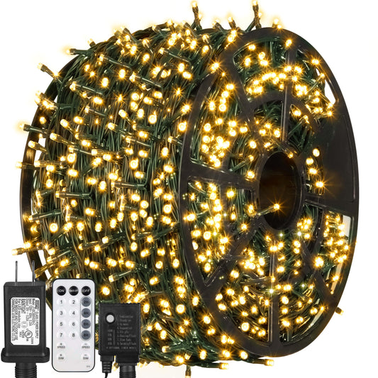 Lumzebqra 328 FT 1000 LED Christmas Lights, Waterproof Christmas Lights Outdoor with 8 Modes&Timer, Plug in Fairy Light for Xmas Garden Patio Tree