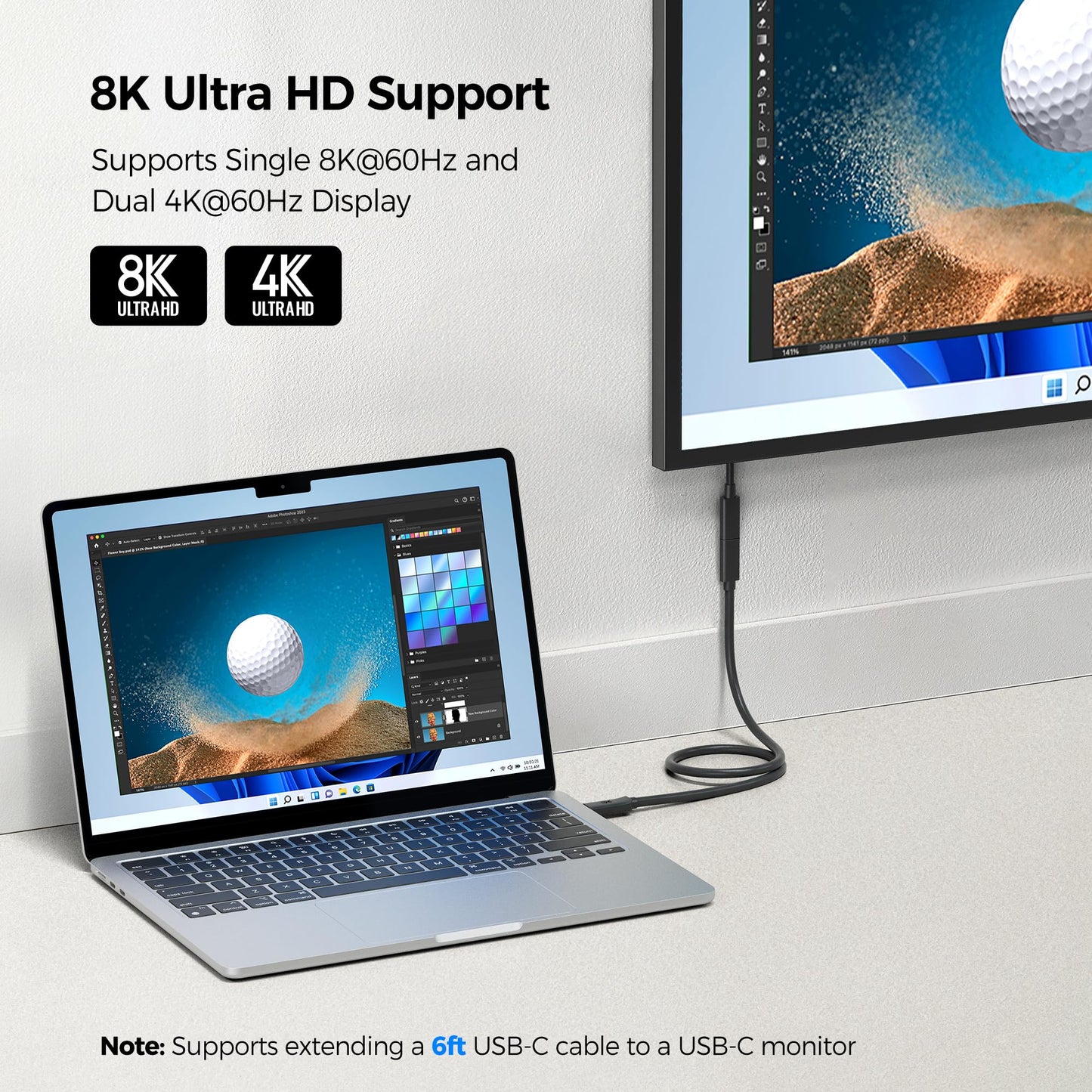 Cable Matters 40Gbps USB 4 Extension Cable - 1.6ft / 0.5m, Supports [8K@60Hz/4K@240Hz Video, 240W Charging, 40Gbps Data Transfer] USB C Extension