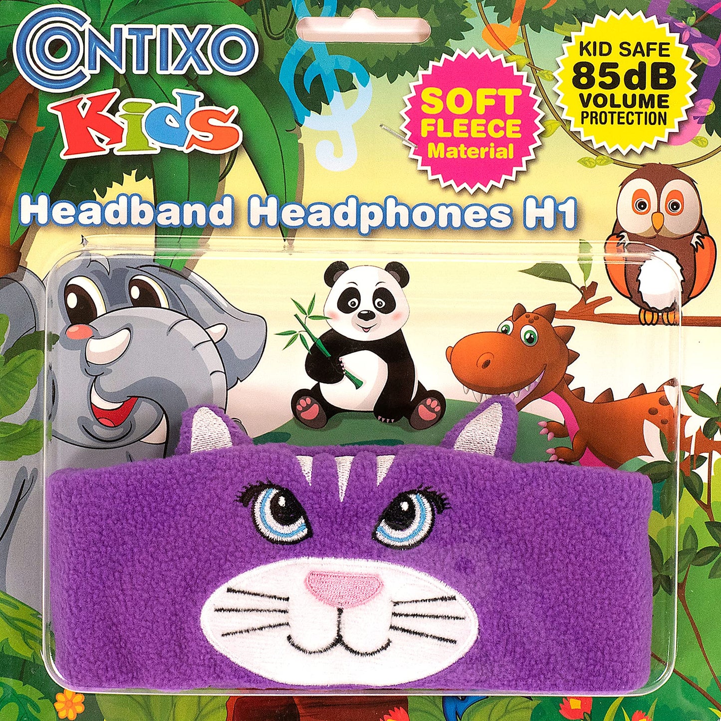 Contixo Kids Headphones, 85dB Volume Limiting with Adjustable Speakers Soft Children Fleece Headband Toddler Headphones for Home and Travel - Animal…