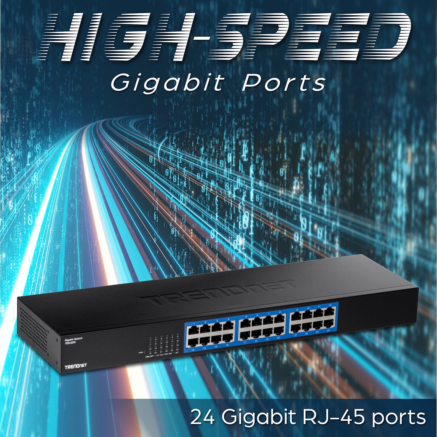 TRENDnet 24-Port Gigabit Switch, TEG-S25, 24 x Gigabit RJ-45 Ports, 48Gbps Switching Capacity, Fanless Design, Metal Enclosure, Internal Power Supply