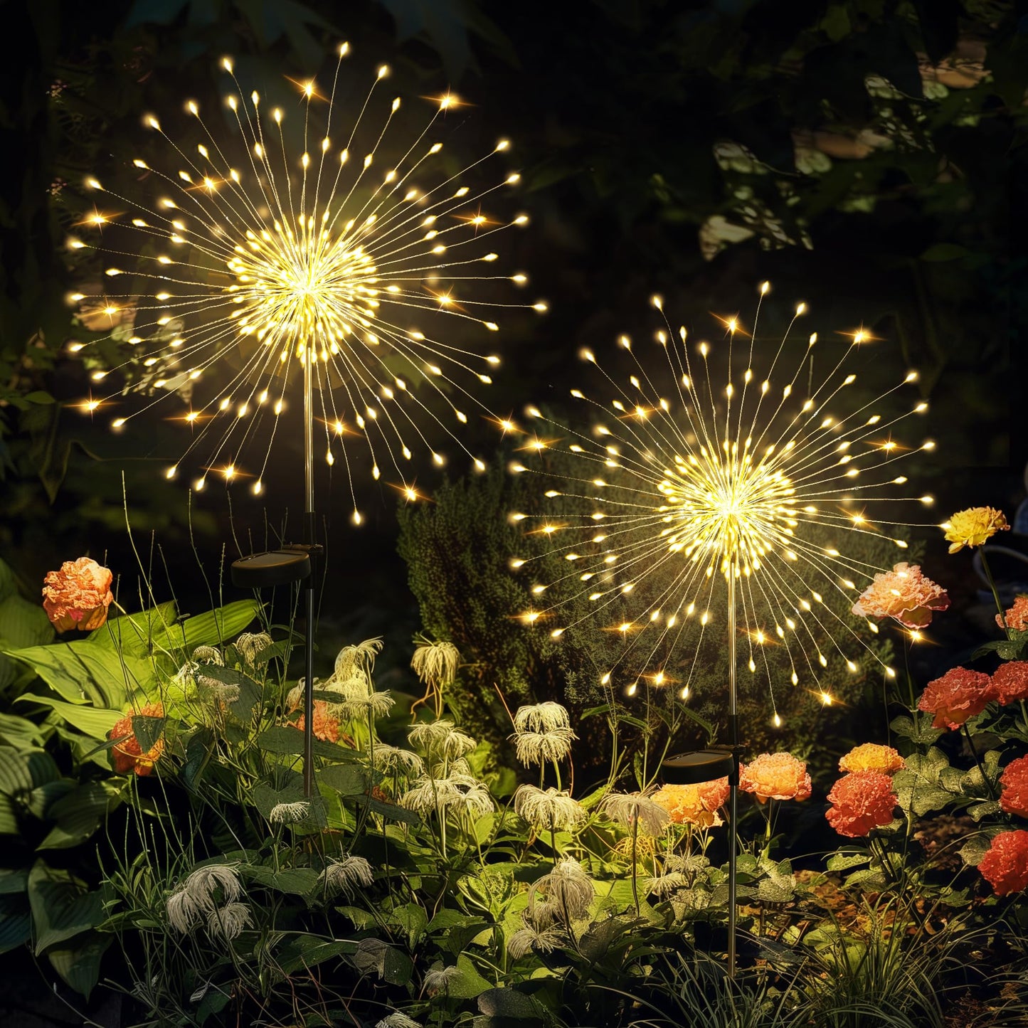 GIGALUMI Garden Decor Outdoor Lights 120LED 2Pack, Solar Garden Lights Outside Fairy Firework Decorative,Solar Powered for Yard Pathway Flowerbed